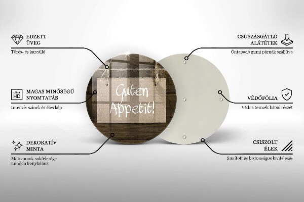 De vidrio templado Inscripción de guten apetit en tableros