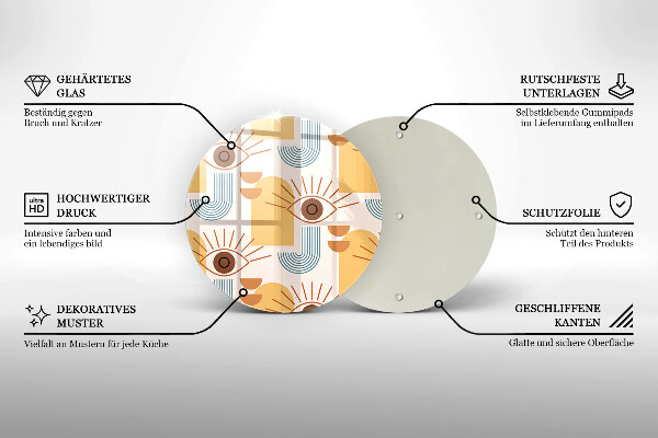 De vidrio templado Patrón de ojos boho