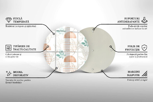 De vidrio templado Patrón de hojas boho