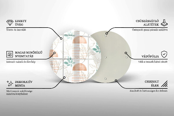 De vidrio templado Patrón de hojas boho