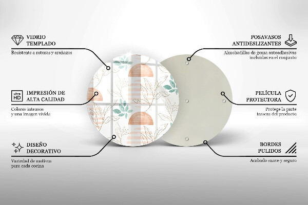 De vidrio templado Patrón de hojas boho