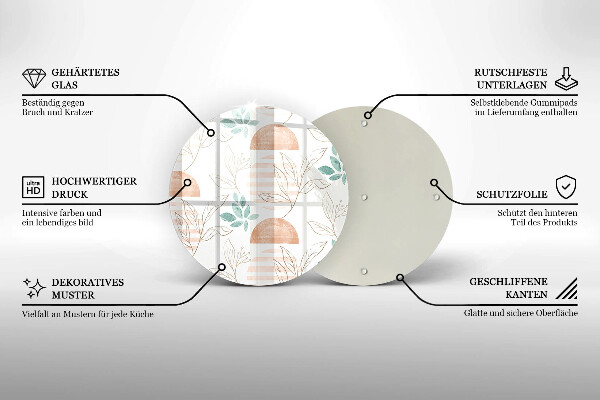 De vidrio templado Patrón de hojas boho