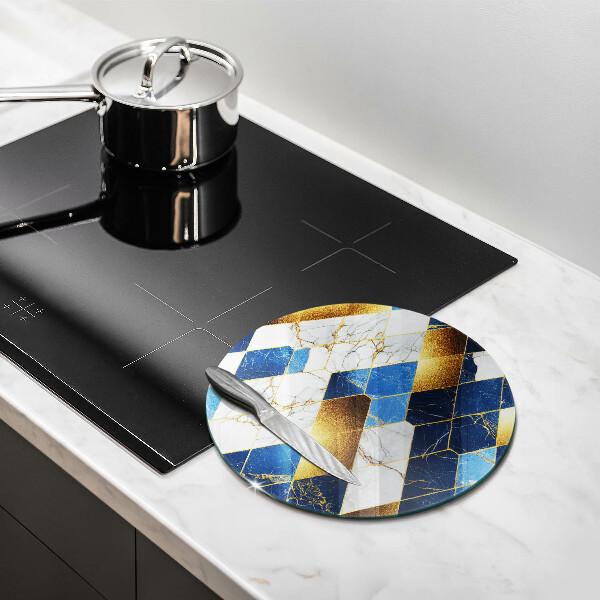 De vidrio templado Rombos de mármol dorado