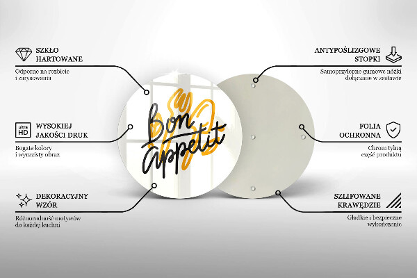 De vidrio templado Inscripción de bon appetit