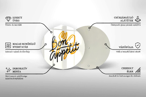 De vidrio templado Inscripción de bon appetit