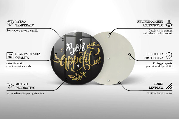 De vidrio templado Inscripción de bon appetit