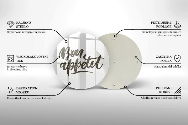 De vidrio templado Inscripción de bon appetit