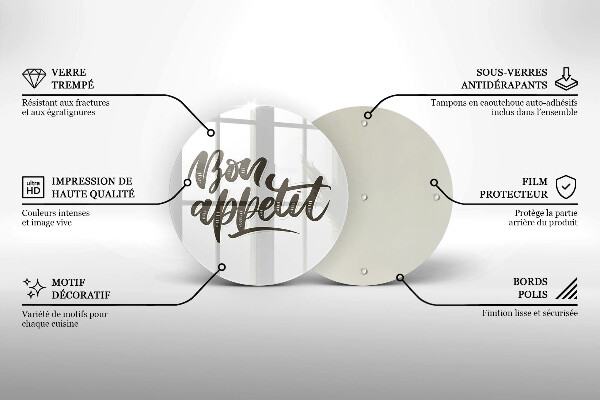 De vidrio templado Inscripción de bon appetit