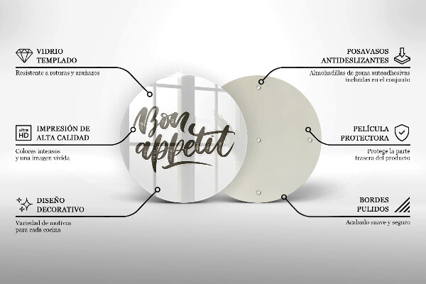 De vidrio templado Inscripción de bon appetit