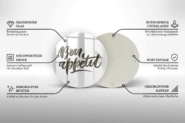 De vidrio templado Inscripción de bon appetit