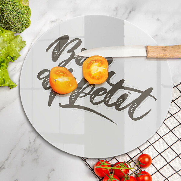 De vidrio templado Inscripción de bon appetit