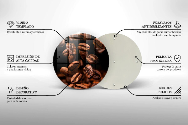 De vidrio templado Granos de café marrones