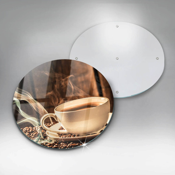 De vidrio templado Taza y granos de café