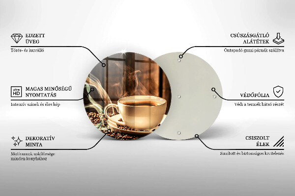 De vidrio templado Taza y granos de café