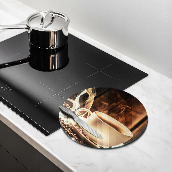 De vidrio templado Taza y granos de café