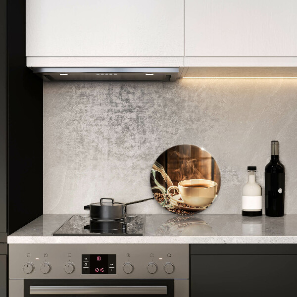 De vidrio templado Taza y granos de café