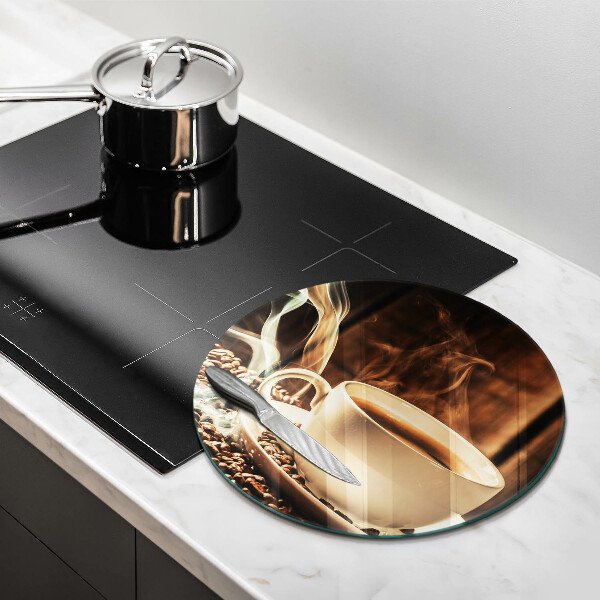 De vidrio templado Taza y granos de café