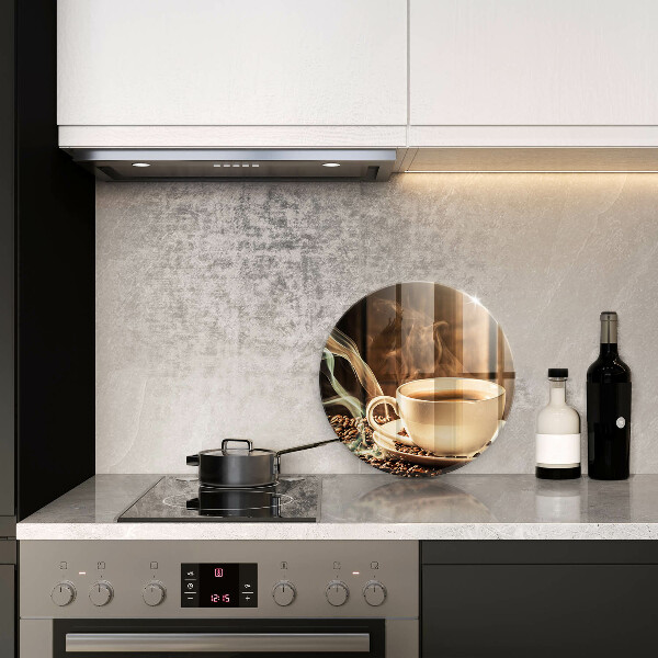 De vidrio templado Taza y granos de café