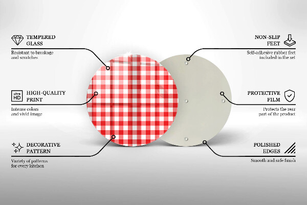 De vidrio templado Patrón de cuadros rojos y blancos