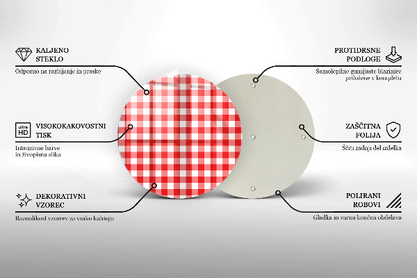 De vidrio templado Patrón de cuadros rojos y blancos