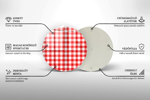 De vidrio templado Patrón de cuadros rojos y blancos