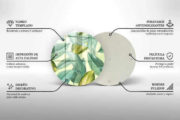 De vidrio templado Hojas tropicales verdes