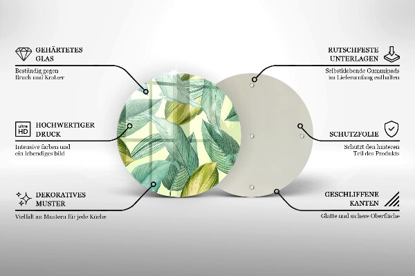 De vidrio templado Hojas tropicales verdes