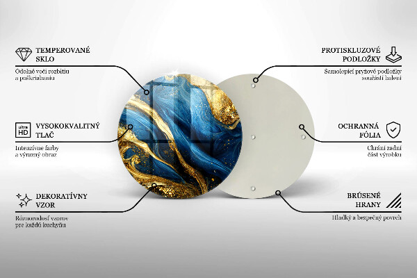 De vidrio templado Mármol azul y dorado