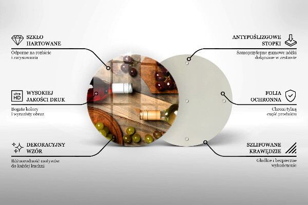 De vidrio templado Botellas de vino y uvas