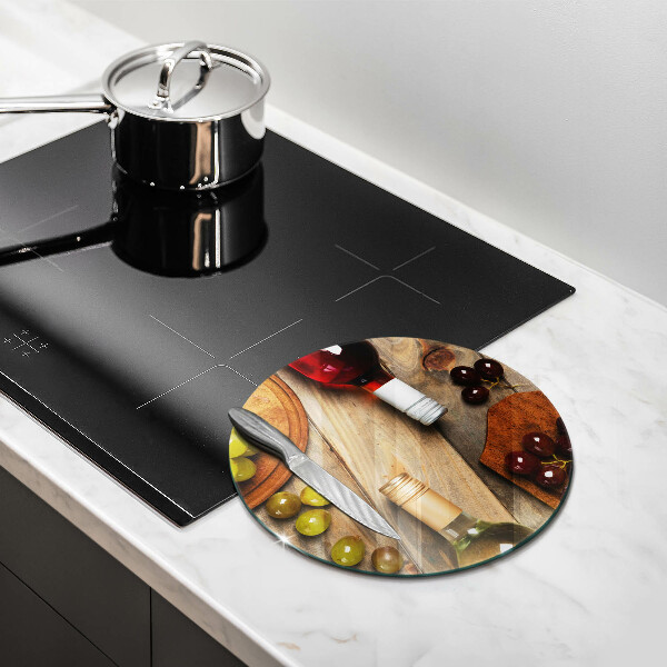 De vidrio templado Botellas de vino y uvas