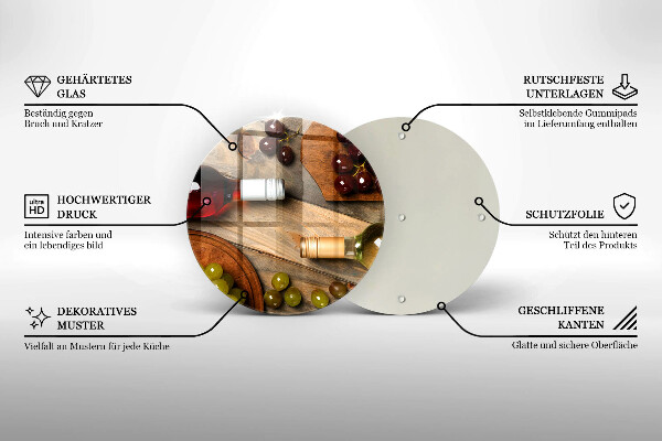 De vidrio templado Botellas de vino y uvas