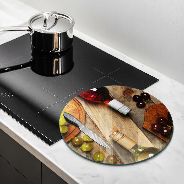 De vidrio templado Botellas de vino y uvas