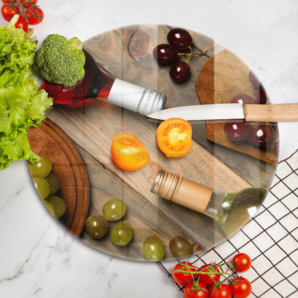 De vidrio templado Botellas de vino y uvas