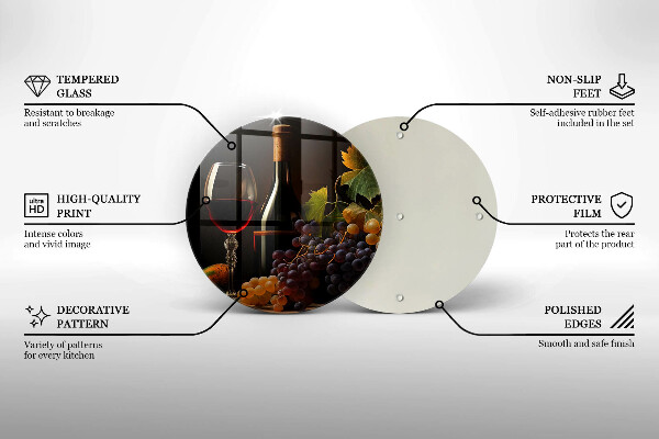 De vidrio templado Copa de vino y uvas