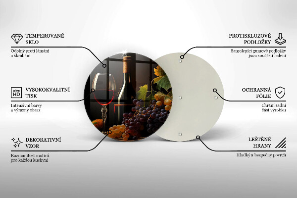 De vidrio templado Copa de vino y uvas