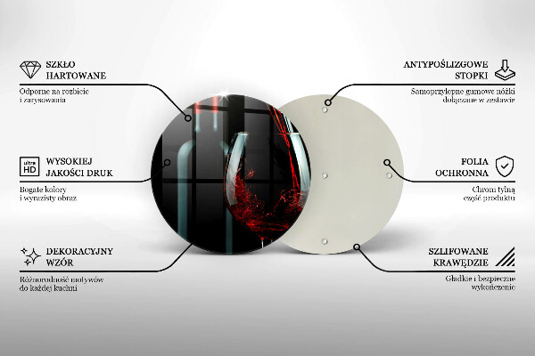 De vidrio templado Botella de vino y copa