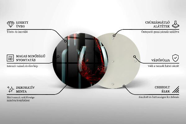 De vidrio templado Botella de vino y copa