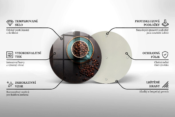 De vidrio templado Una taza de granos de café