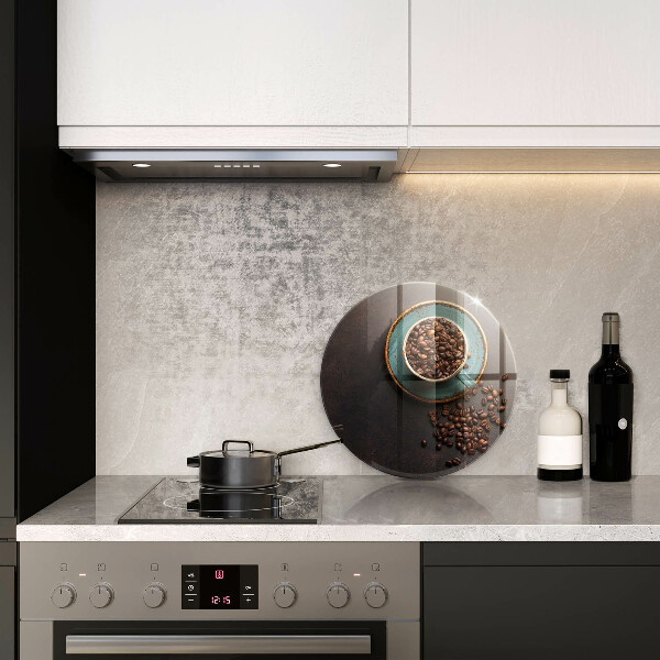 De vidrio templado Una taza de granos de café