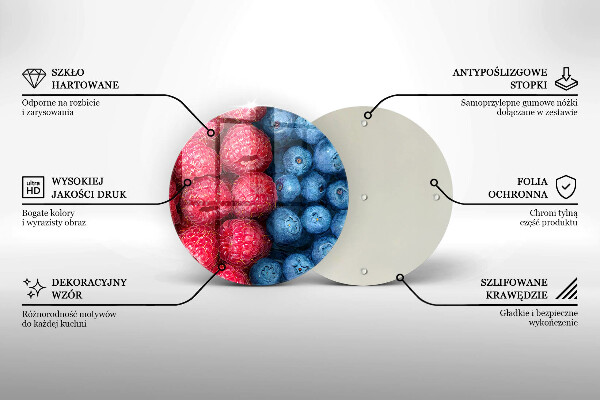 De vidrio templado Frutas de frambuesa y arándanos