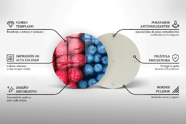 De vidrio templado Frutas de frambuesa y arándanos