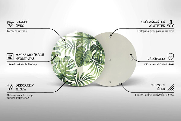 De vidrio templado Ilustración de hojas de monstera