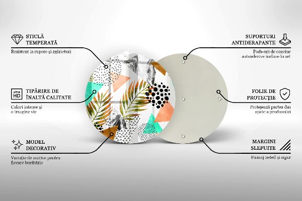 De vidrio templado Patrón de hojas boho