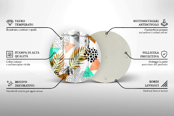 De vidrio templado Patrón de hojas boho