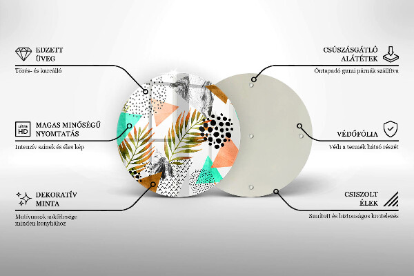 De vidrio templado Patrón de hojas boho