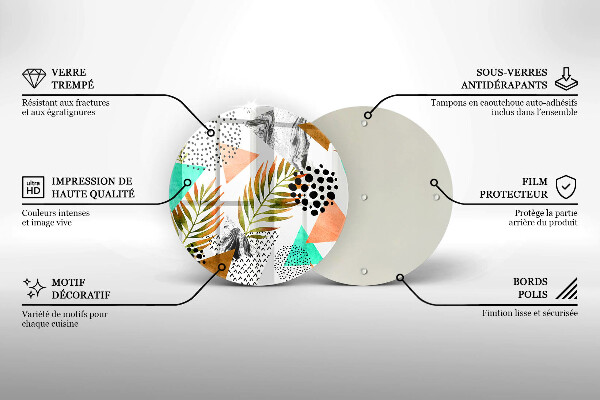 De vidrio templado Patrón de hojas boho
