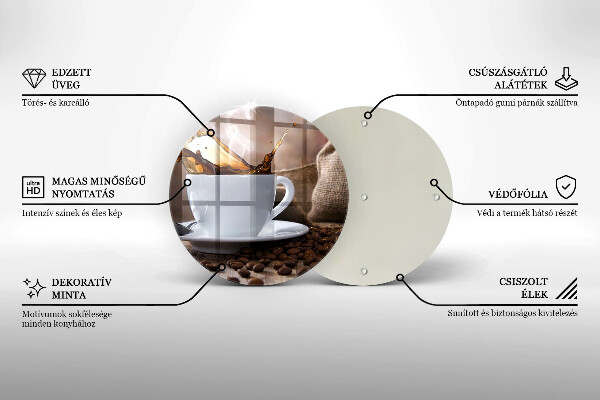 De vidrio templado Taza y granos de café