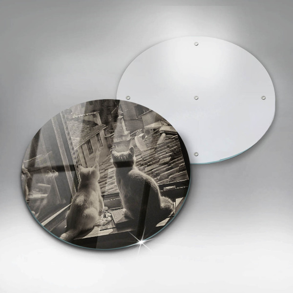 De vidrio templado Ventana y ciudad de gatos