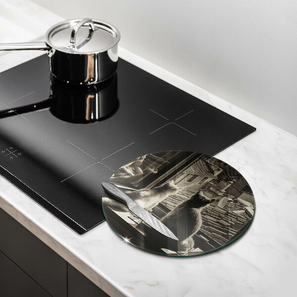 De vidrio templado Ventana y ciudad de gatos