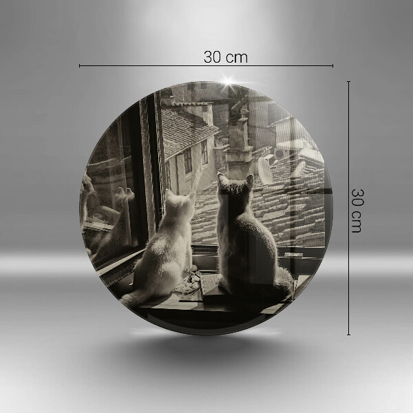 De vidrio templado Ventana y ciudad de gatos